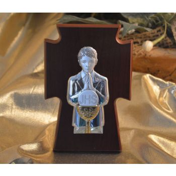RL330 First Communion Boy icon a wood stand Made in Italy 