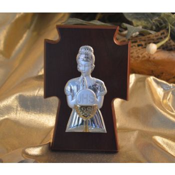 RL340 First Communion Girl icon a wood stand Made in Italy 