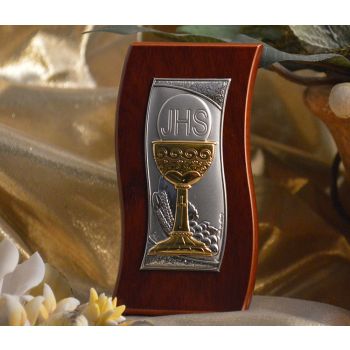 RL410 Italian Silver Chalice icon on a wood stand 