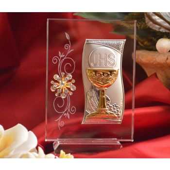RL410V Italian Silver Chalice icon on a glass stand 