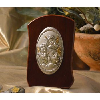 RL700 Italian Silver icon 3 Angels on a wood stand