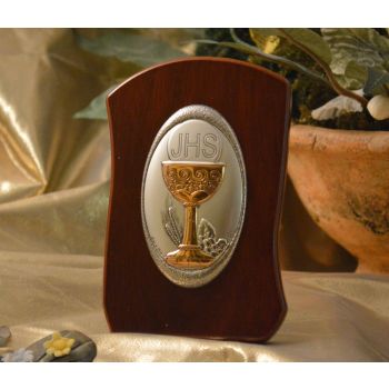 RL710 Italian Silver Chalice icon on a wood stand 