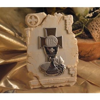 RL850 First Holy Communion Chalice icon on a Marble dust texture stand
