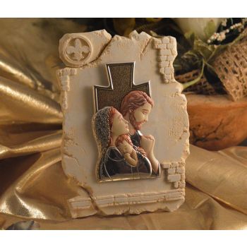 RL870 Holy Family icon on a Marble dust texture stand