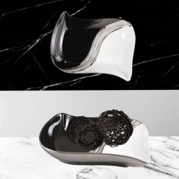 Andrie Ceramic Candy Dish White Silver and Black 