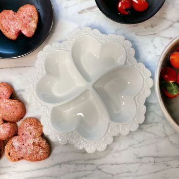 LC151 - White Ceramic oval Platter with decor