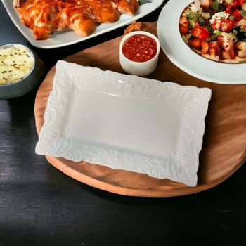 LC264 - White Ceramic Rectangular Platter with decor