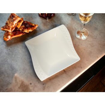 LC267 - White Ceramic square Platter with decor